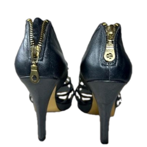 Hale Bob Sexy Black Leather Strappy Stiletto‎ Heels - Picture 4 of 6